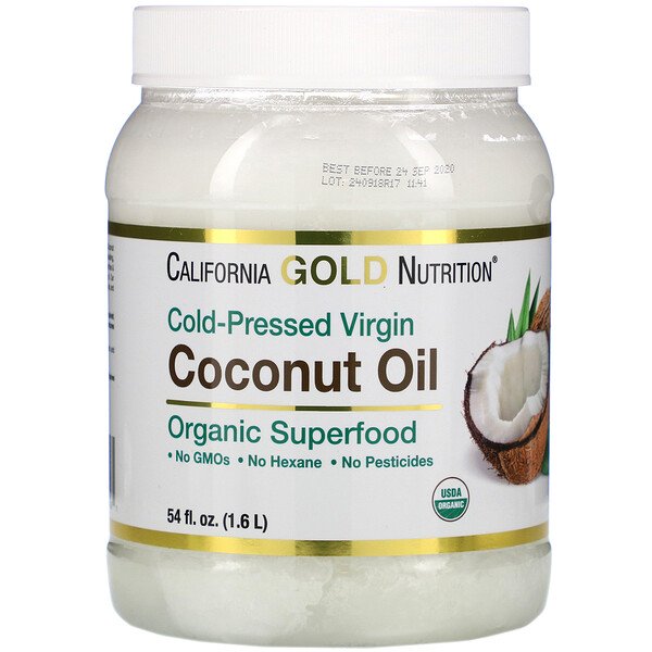 California Gold Nutrition, Органическое кокосовое масло первого холодного отжима, 1,6 л (54 жидк. унции)