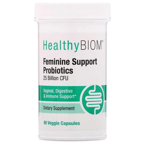 HealthyBiom, Пробиотики для поддержания женского здоровья, 25 млрд КОЕ, 90 растительных капсул